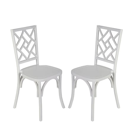 Flash Furniture Brooklyn Commercial Grade White Solid Wood Stackable Dining Chair with Intricate Back Detail, 2PK 2-ZH-8100-5-WHT-GG